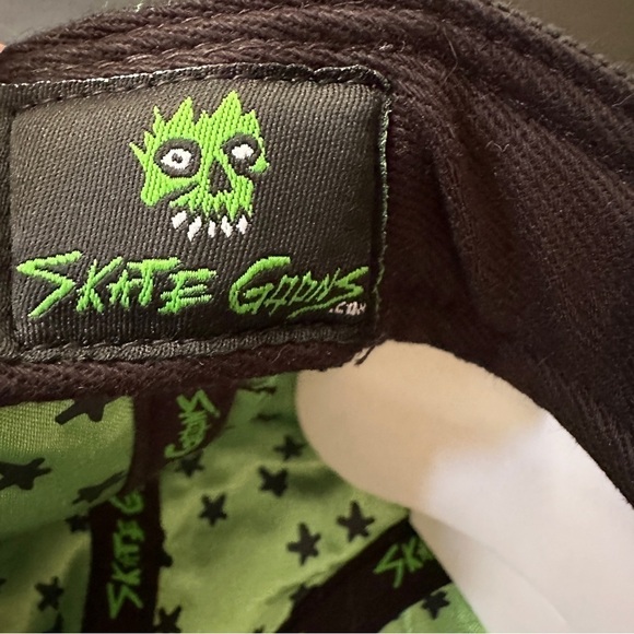 Flat Fitty Skate Goons black & neon green adjustable baseball hat cap skateboard - Picture 2 of 13
